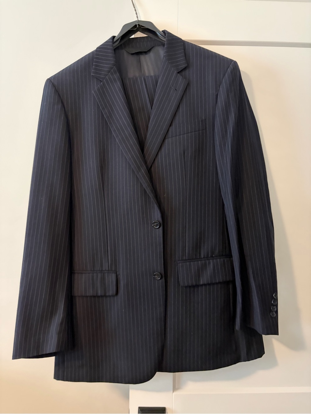 Men's Navy Pinstripe Two-Button Suit